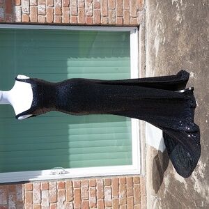 Sherri Hill Black Sequin Split Front Gown Sz 2